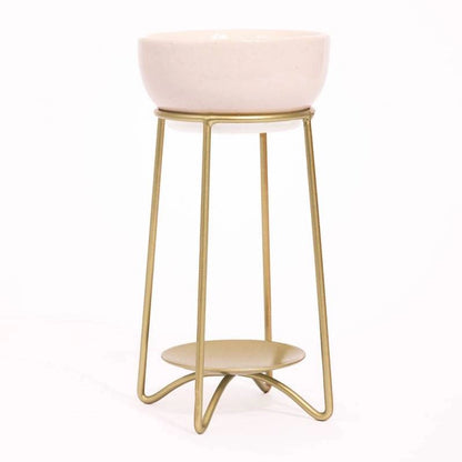 Ceramic Wax Burner On Gold Stand